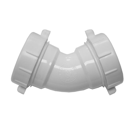 Jones Stephens 1-1/2in. White Plastic Double Slip Fitting 45Deg. Elbow P37445